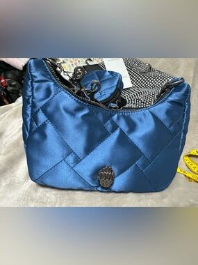 Kurt Geiger Black Quilted Crossbody with Silver Zipper